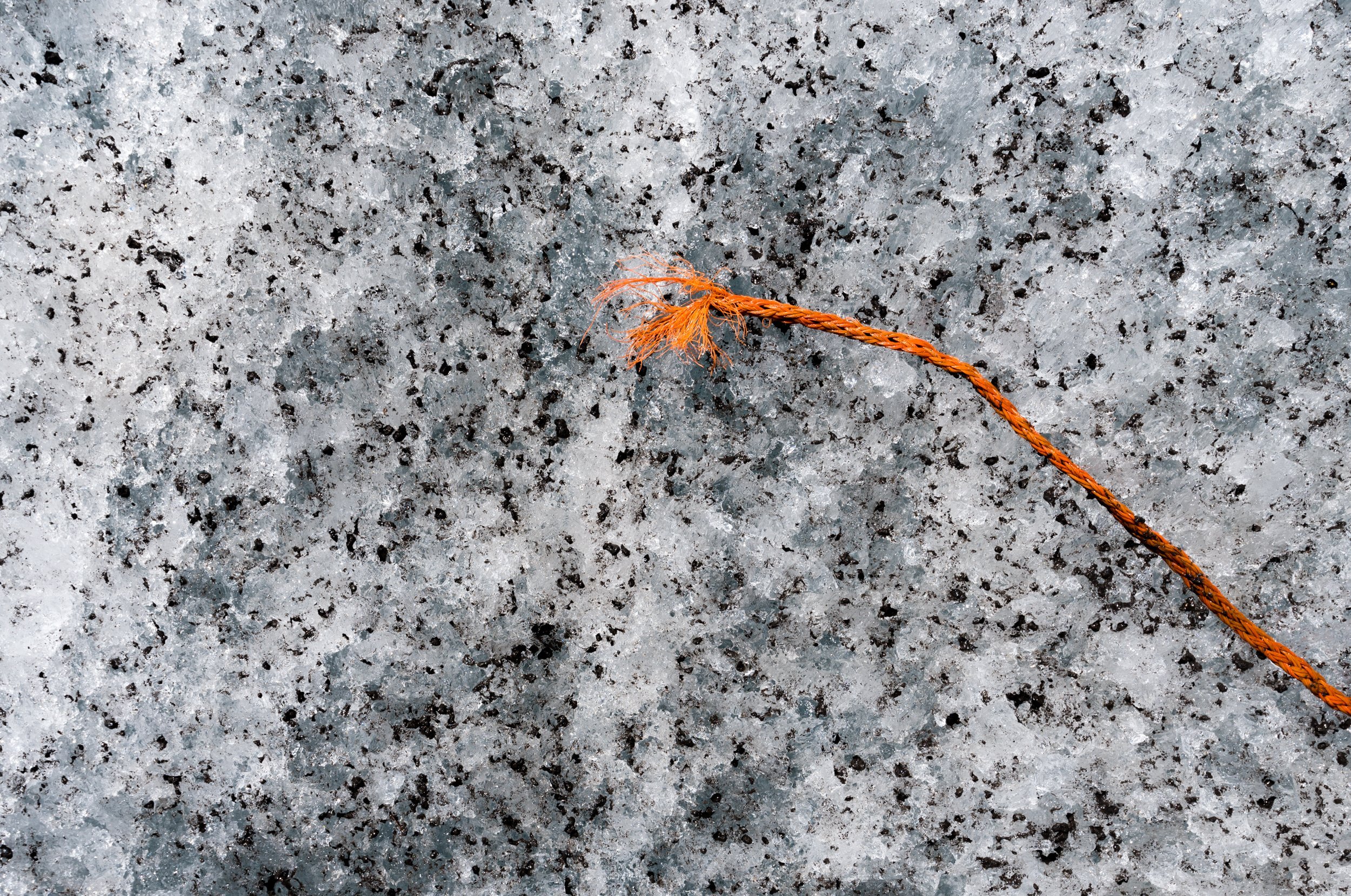 Cord on icy ground